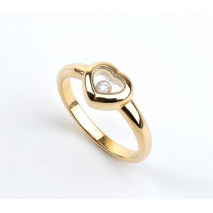 CHOPARD: kolekcja Happy Diamond, złoty pierścionek z diamentem