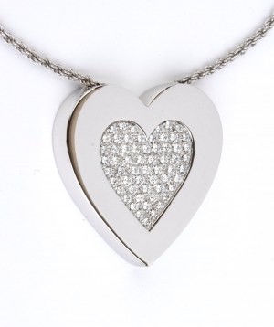 gold necklace with a heart shaped gold and diamond pendant