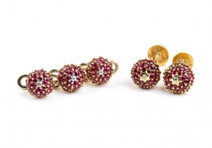 PEREZ : Ensemble de boutons de manchette et de clous en or Rubies