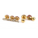 PEREZ: Rubies gold cufflinks and studs set