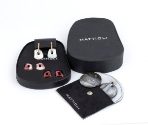MATTIOLI: Gold earrings with coloured stones