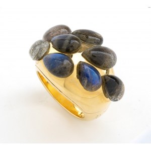 POMELLATO: Anello a fascia in oro con labradorite