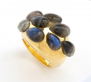 labradorite gold band ring