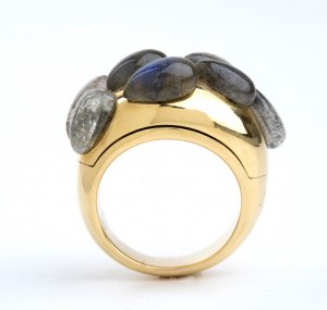 Labradorite gold band ring