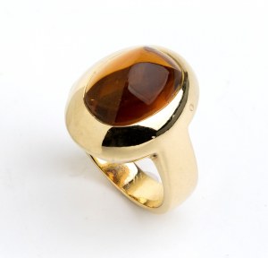 POMELLATO: Złoty pierścionek z kwarcem cytrynowym