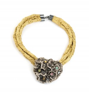 ISABELLA ASTENGO: Golden silk necklace with pendant