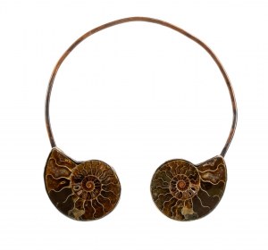 ISABELLA ASTENGO: Bronze rigid necklace with cephalopod fossils