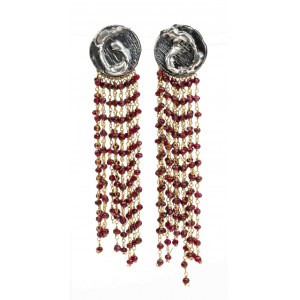 ISABELLA ASTENGO: Sterling silver garnet drop earrings