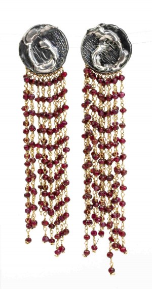 ISABELLA ASTENGO: Sterling silver garnet drop earrings