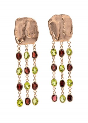 ISABELLA ASTENGO: Peridot garnet golden silver drop earrings