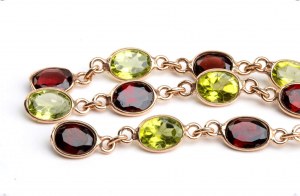 ISABELLA ASTENGO: Peridot garnet golden silver drop earrings