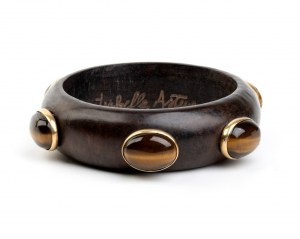 ISABELLA ASTENGO : Bracelet en bois avec quartz yeux de tigre