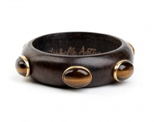 ISABELLA ASTENGO: Wood bracelet with tiger's eyes quartz