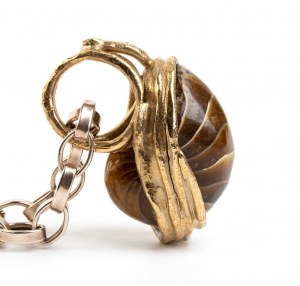Strieborný náhrdelník a bronzový prívesok - prsteň s fosíliou