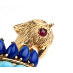 Cerasuolo coral diamond colored stones gold brooch