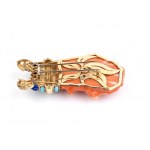 Cerasuolo coral diamond colored stones gold brooch