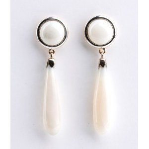 Gold earrings and white coral
