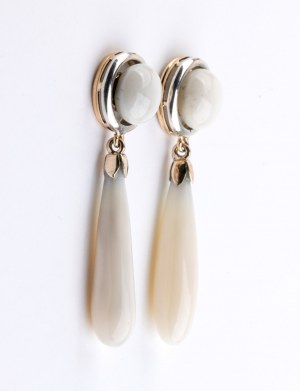 Gold earrings and white coral