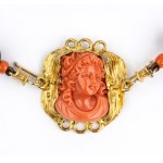 Coral onyx gold necklace and bracelet