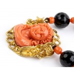 Coral onyx gold necklace and bracelet