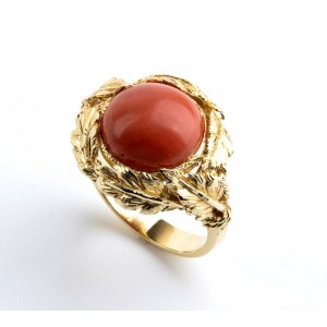 Mediterranean coral gold ring