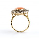 Mediterranean coral gold and silver ring