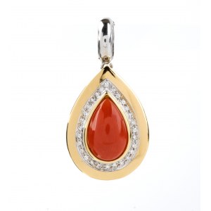 Mediterranean coral diamond gold pendant