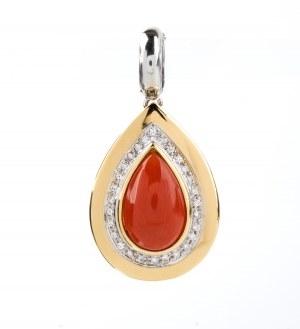 Mediterranean coral diamond gold pendant