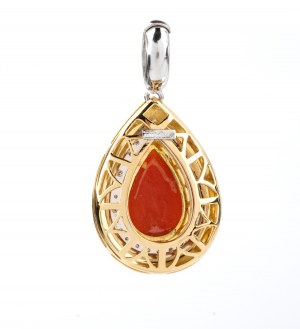 Mediterranean coral diamond gold pendant