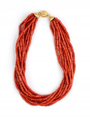 Multiwire Mediterranean coral necklace