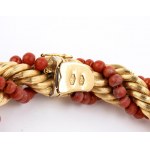 Semi-rigid gold bracelet with corals