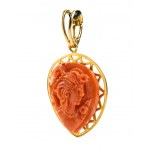 Cerasuolo coral gold pendant