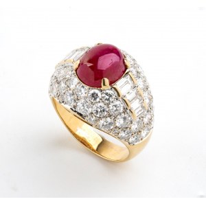 Ruby diamond gold band ring