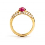 Zlatý prsten s diamantem a rubínem