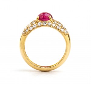 Zlatý prsten s diamantem a rubínem