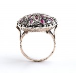 Diamond ruby gold silver ring