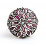 Diamond ruby gold silver ring