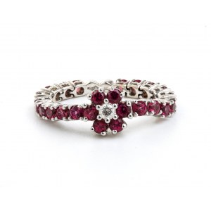 Ruby diamond gold semi-rigid gold ring