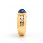 Blue sapphire diamond gold band ring