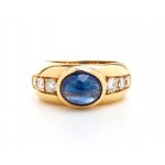 Blue sapphire diamond gold band ring