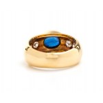 Blue sapphire diamond gold band ring