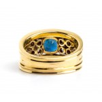 Blue sapphire diamond gold band ring