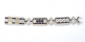 Goldarmband mit Diamant und Saphir im Deko-Stil