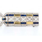Diamond sapphire deco style gold bracelet