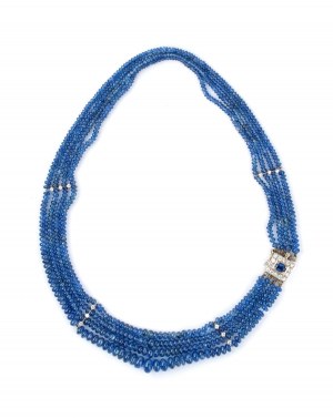 Blaue Saphire Diamant Gold Halskette