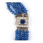 Blue sapphires diamond gold necklace