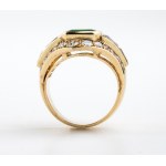 Emerald diamond gold band ring