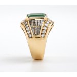 Emerald diamond gold band ring