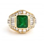 Emerald diamond gold band ring