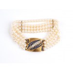 Bracelet or diamant saphir perle